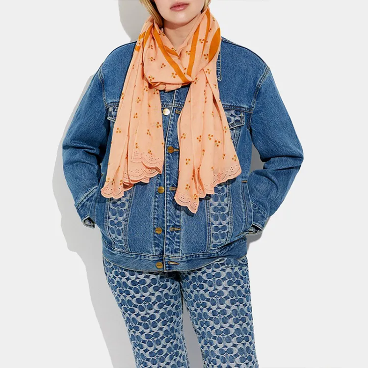 COACH Silk Scarf Women's Orange-1