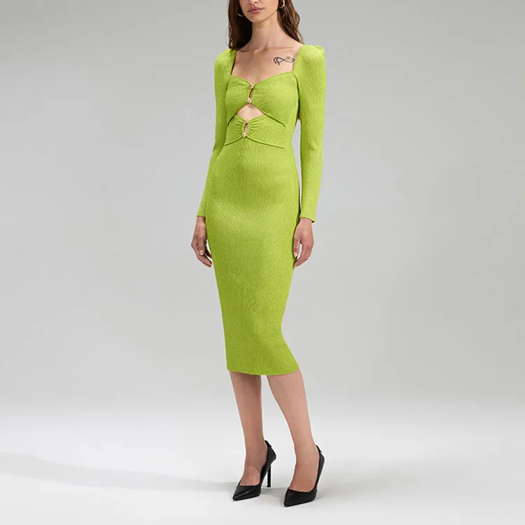 Self portrait Long Sleeved Dresses Women's Fruit Green-2