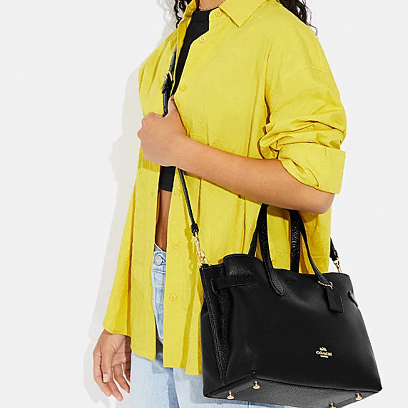 COACH Cow Leather Shoulder Bag, Crossbody Bag, Handbag Women's Black-4
