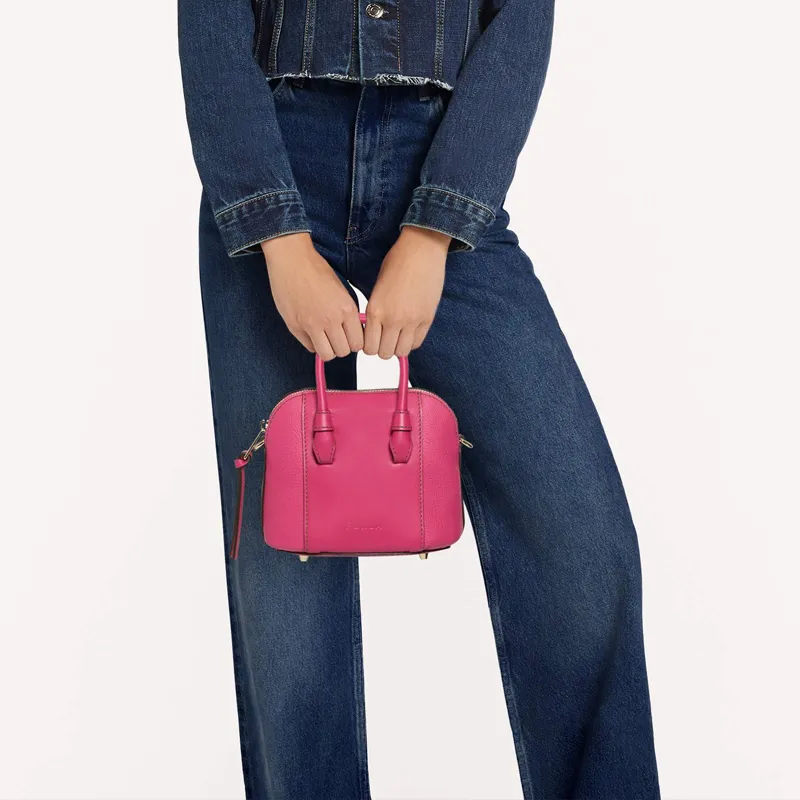 Furla Miastella Calfskin Dome Bag Shoulder Bag Crossbody Bag Handbag Mini Women's Peach Pink-4