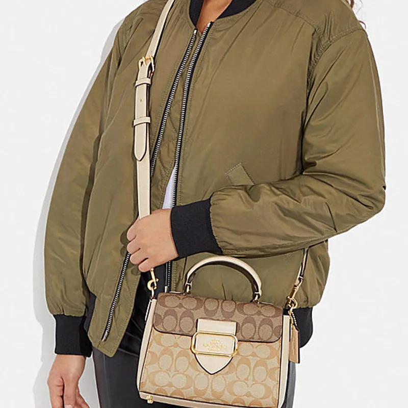 COACH Morgan 21 Top Handle Satchel In Blocked Signature Canvas-4