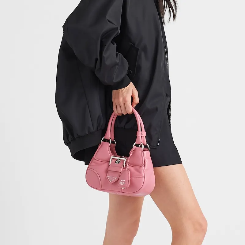 PRADA Moon Padded Nappa Leather Bag Geranium Pink-5