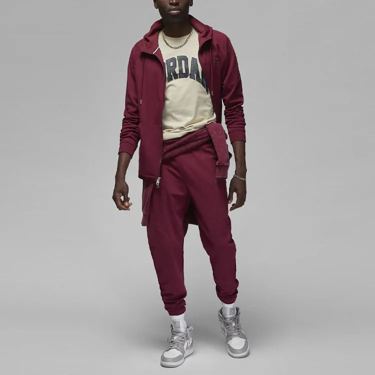 Jordan Knitted Sweatpants Men Burgundy-2