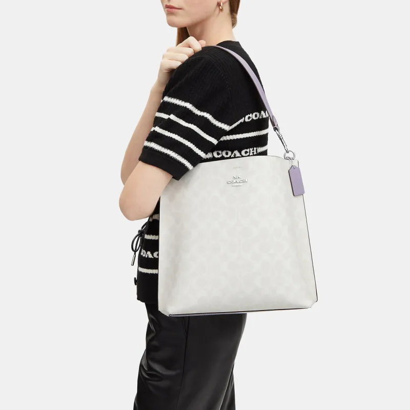 COACH Mollie PVC Tote Bag Crossbody Bag Shoulder Bag Large Size Women's Ivory White-4