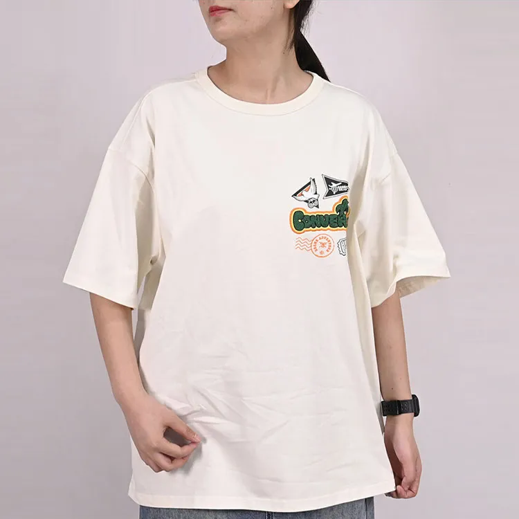Converse Drop Shoulder Sleeve T-Shirt Unisex Ivory-1