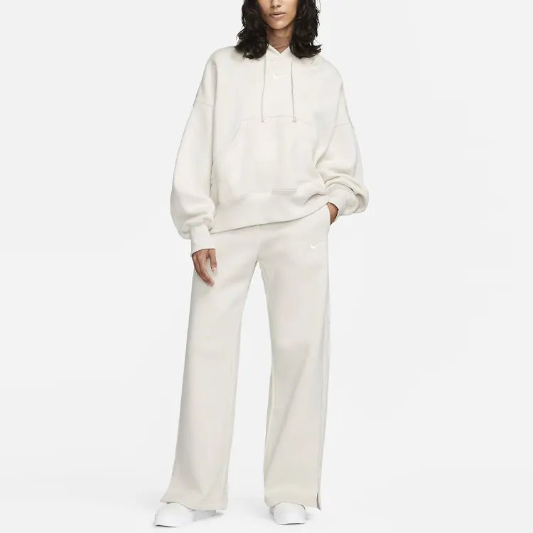 Nike Women's Phoenix Fleece High Waisted Wide Leg Sweatpants Light Orewood Barn/Sail-2