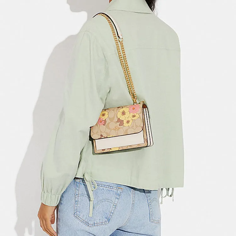 COACH Klare Cow Leather Shoulder Bag Crossbody Bag Small Size Women's Khaki-3