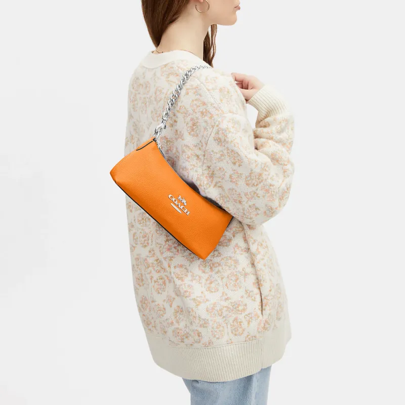 COACH Pebbled Leather Shoulder Bag, Handbag, Shoulder Bag Women's Orange-4