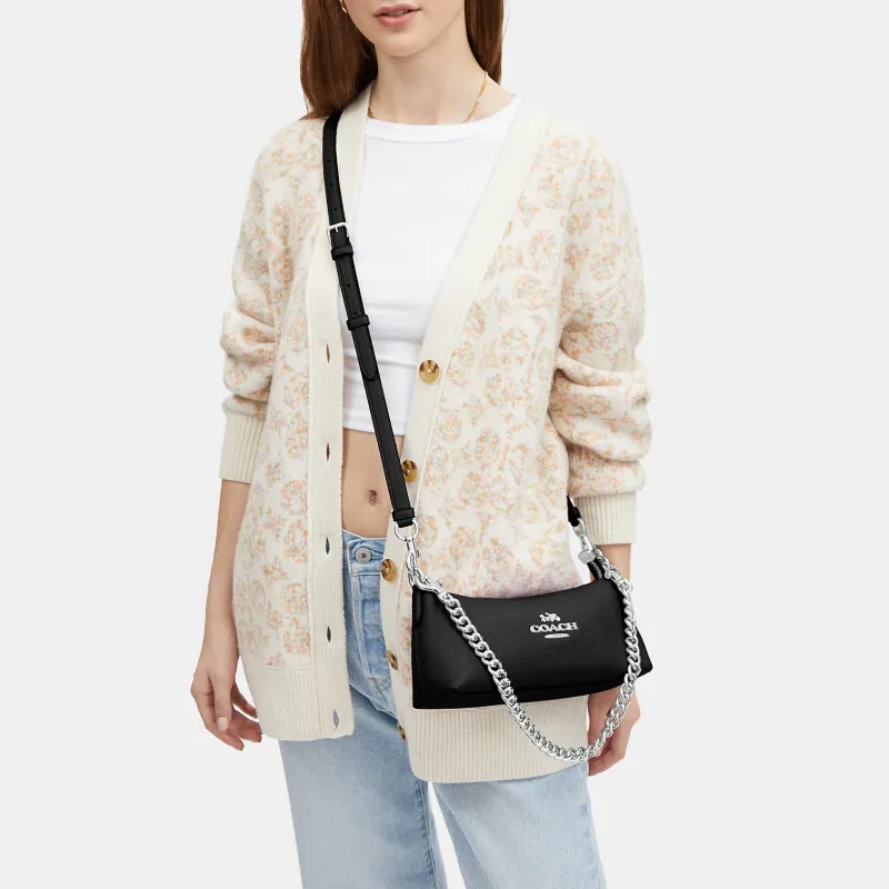 COACH Pebbled Leather Shoulder Bag Handbag Shoulder Bag Women's Black-5