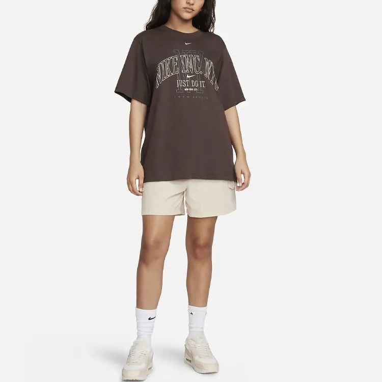 Nike Sportswear Essentials Series Drop Shoulder Sleeve T-Shirt Women's Brown-2
