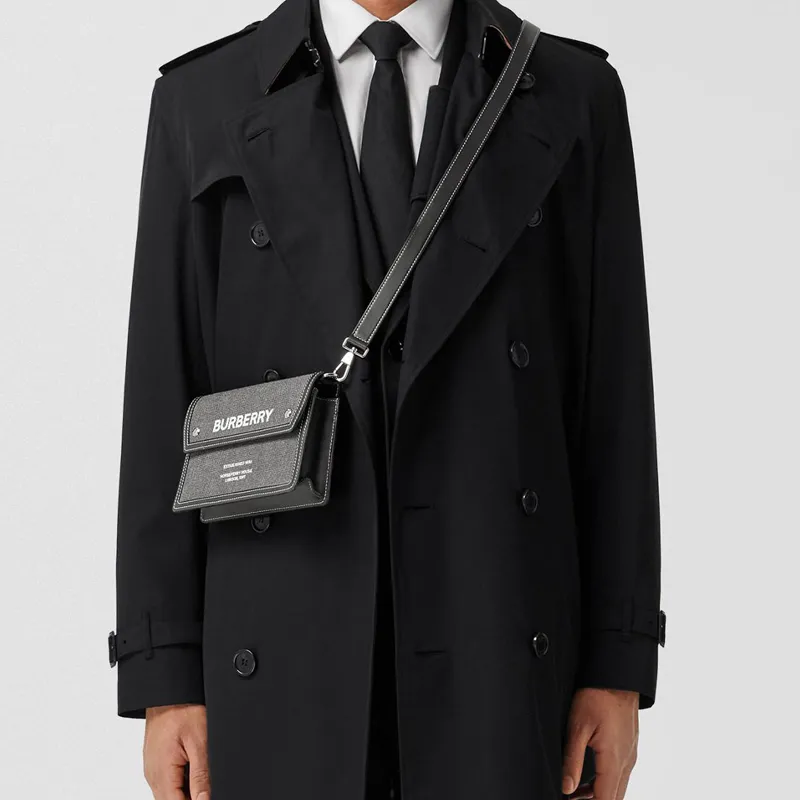 Burberry Horseferry Canvas With Leather Canvas Bag Shoulder Bag Crossbody Bag Regular Men's Black/Gray-6