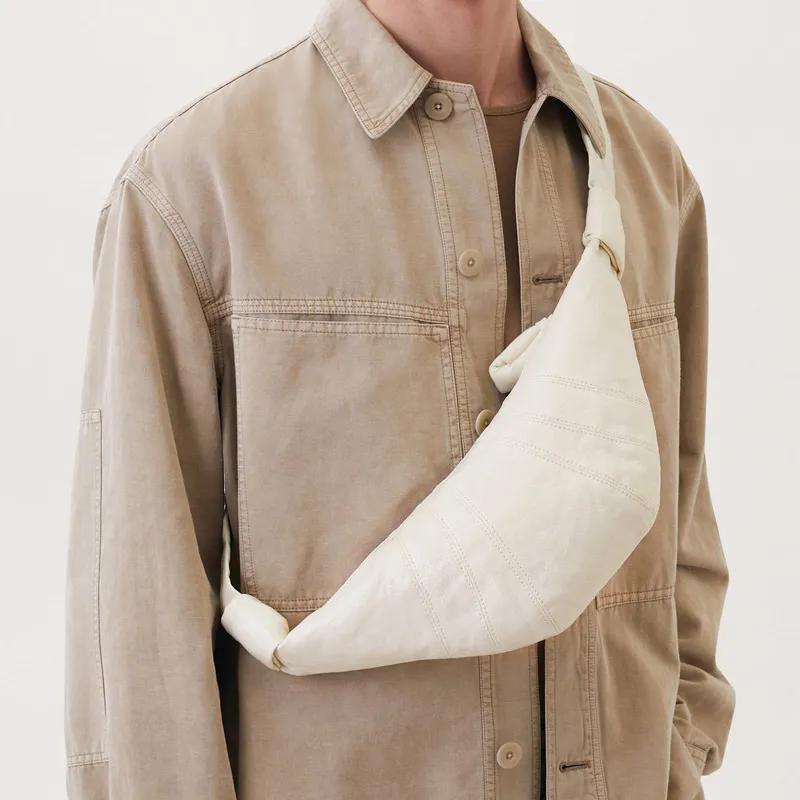 Lemaire Linen Croissant Bag Dumpling Bag Shoulder Bag Crossbody Bag Small Size Unisex Milk White-5