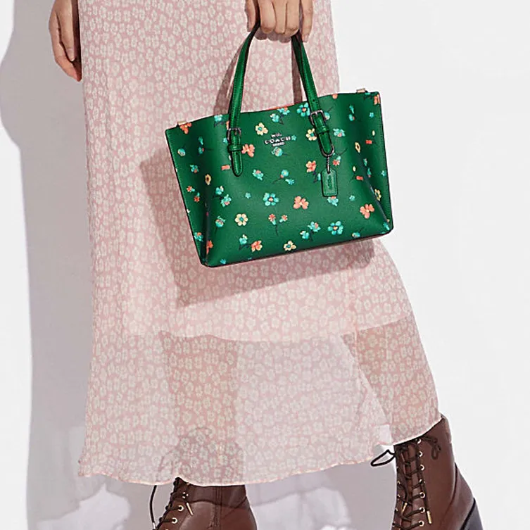COACH Mollie Leather Tote Bag, Shopping Bag, Handbag, Shoulder Bag Medium Size Women's Green-4