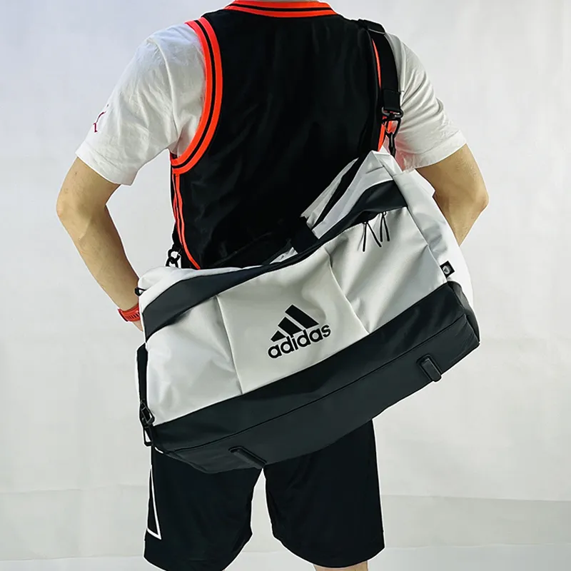 Adidas Polyester Luggage Bag Handbag Shoulder Bag Crossbody Bag Travel Bag Gym Bag Unisex Gray White-5