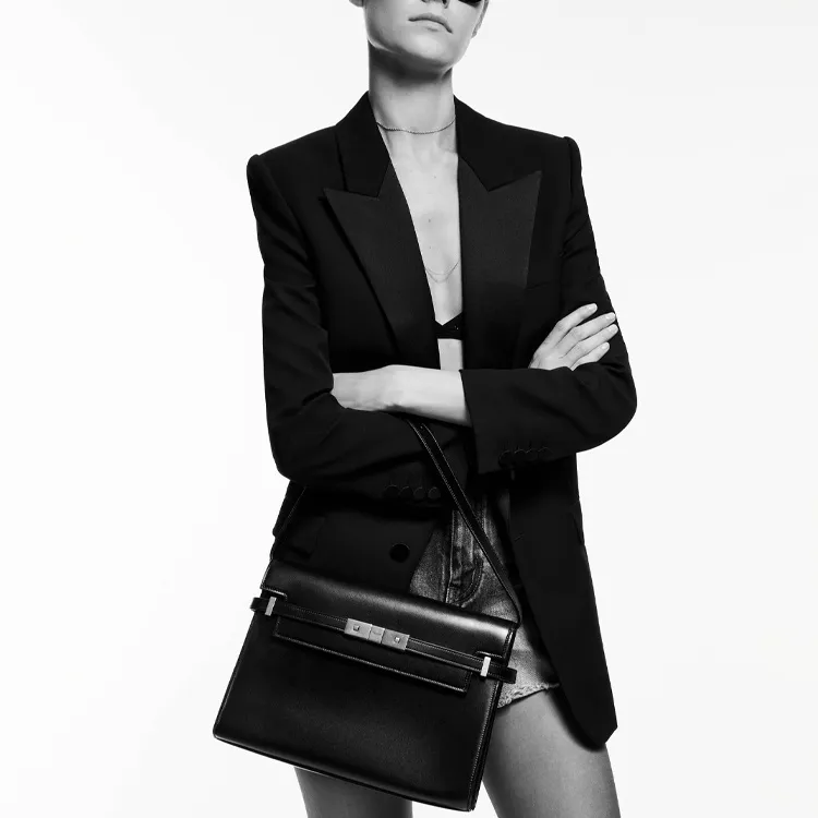 SAINT LAURENT Cow Leather Crossbody Bags Shoulder Bags Women's Milk Tea Greige-5