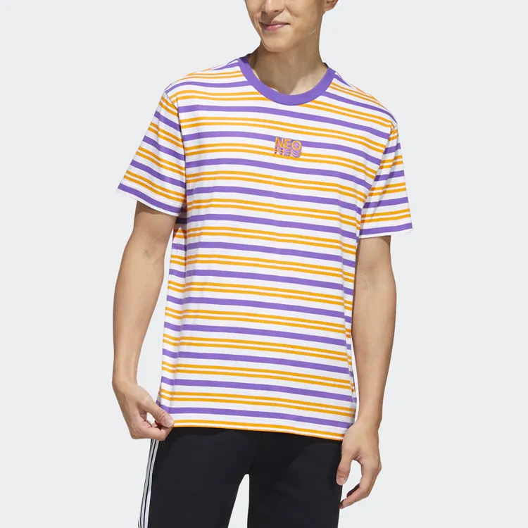 Adidas Neo SS22 T Shirt Unisex Purple Yellow White Multicolor-4
