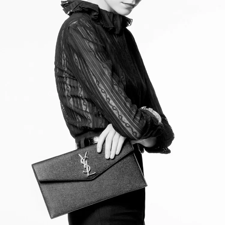 SAINT LAURENT Uptown Pouch Grain De Poudre Embossed Black-7