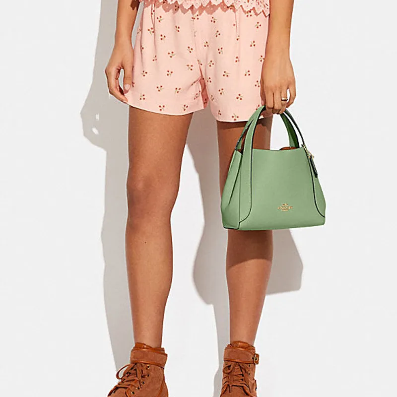 COACH Pebbled Leather Crescent Bag, Shoulder Bag, Crossbody Bag Regular Women's Green Macaron-4
