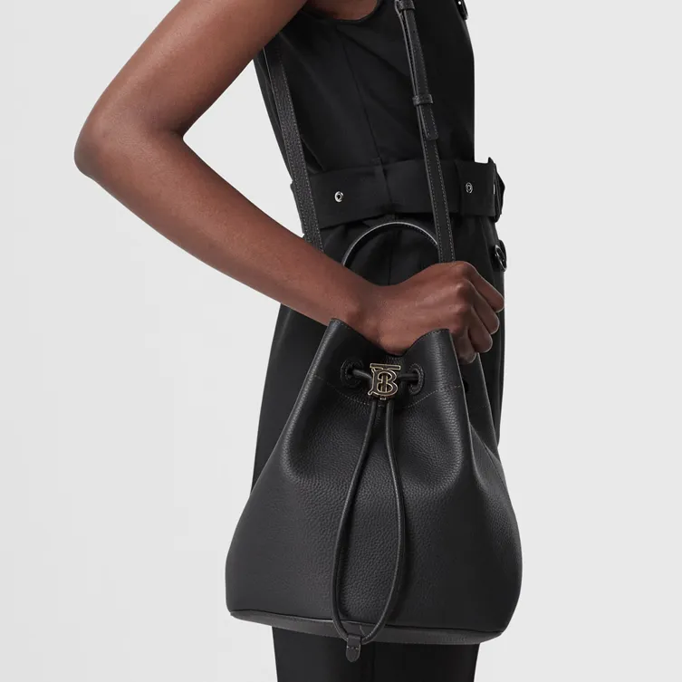 Burberry Leather Bucket Bags Crossbody Handbags Shoulder Bags Small Size Women's Black-6