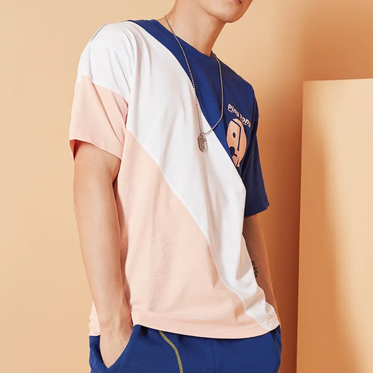 LiNing T Shirt Men's Blue Standard White Orange Pink-3