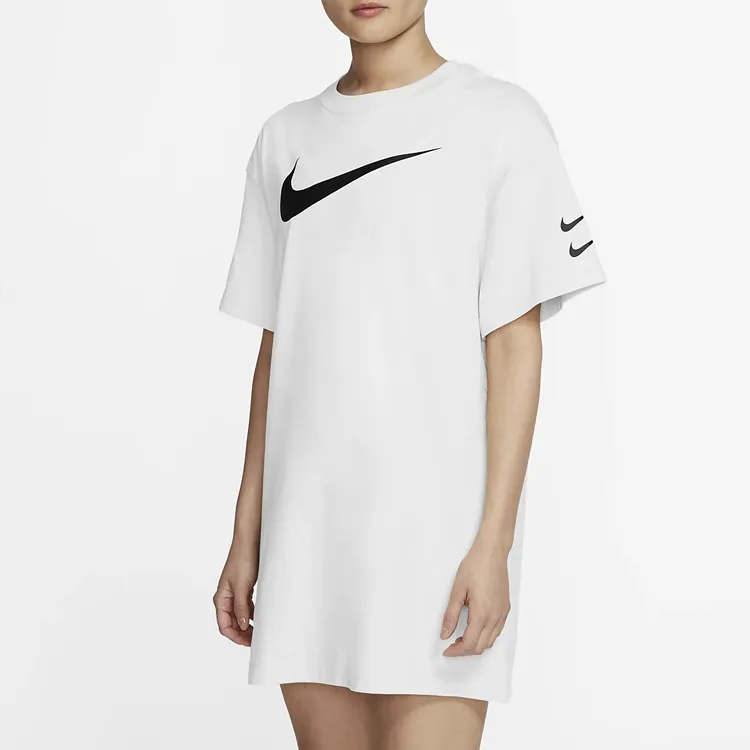 Nike Sportswear Swoosh Short Sleeved Dresses Women's White-2