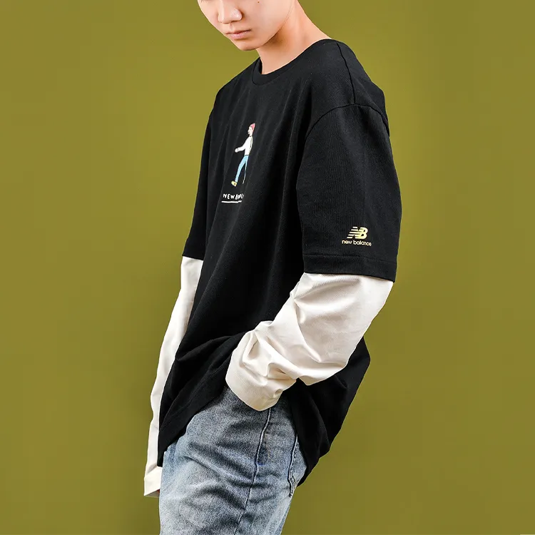 New Balance x ZERO PER ZERO Set in Sleeve T Shirt Unisex Black-4