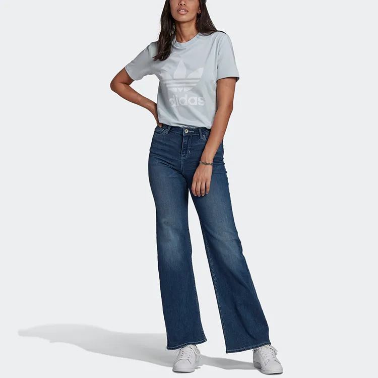 Adidas Originals Set in Sleeve T Shirt Women's Light Blue-2