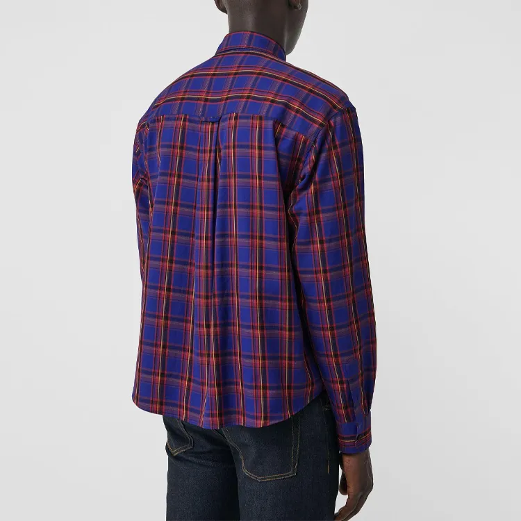 Burberry Shirt Men's Blue Red Plaid-3