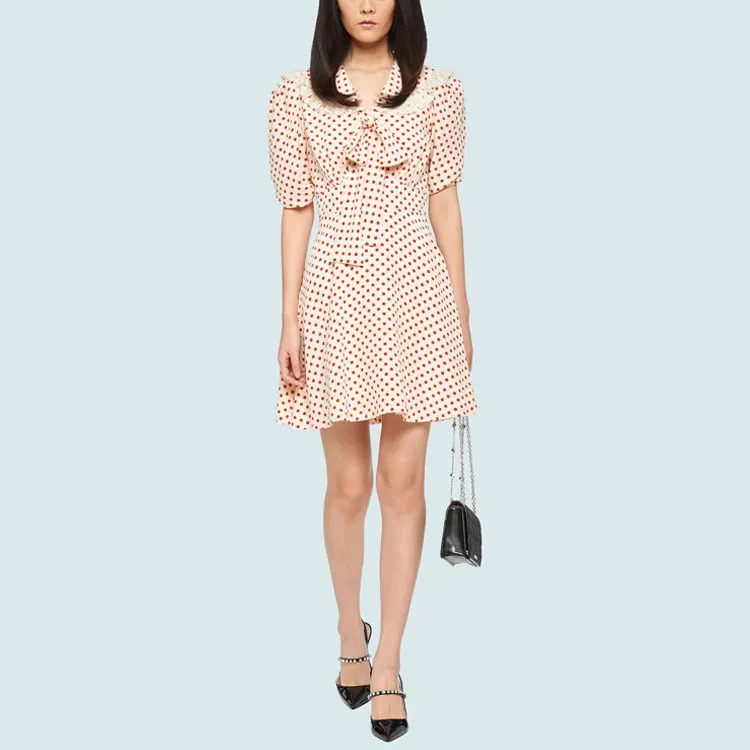 MIU MIU Short Sleeved Dress Women's Red-2