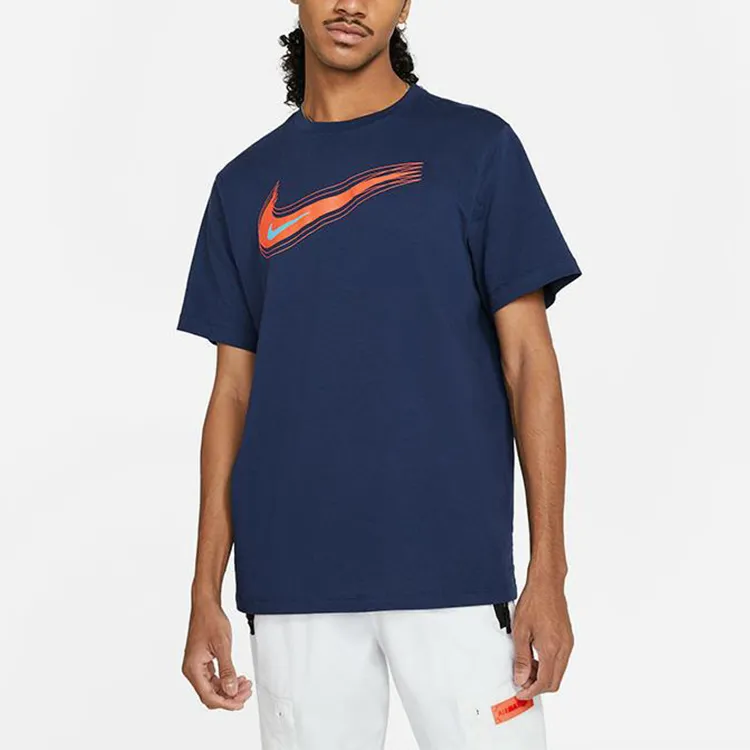 Nike T Shirts Men Navy Blue-2