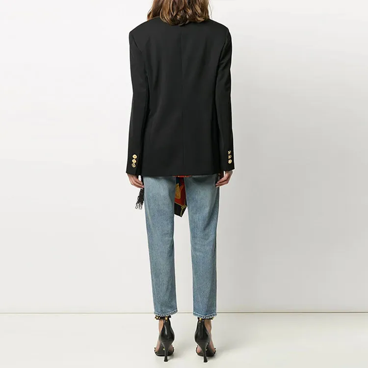 VERSACE Tailored Scarf Blazer Jacket 'Black'-2