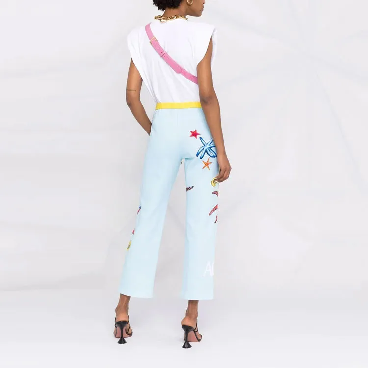 VERSACE Knitted Sweatpants Women's Blue-2