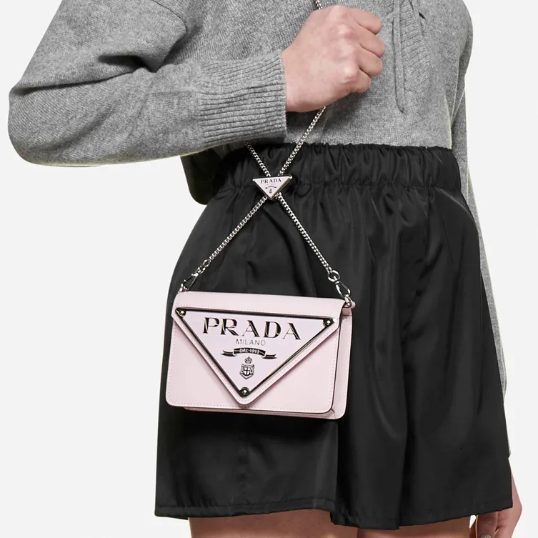 PRADA Leather Crossbody Bag Shoulder Bag Women's Pink-5