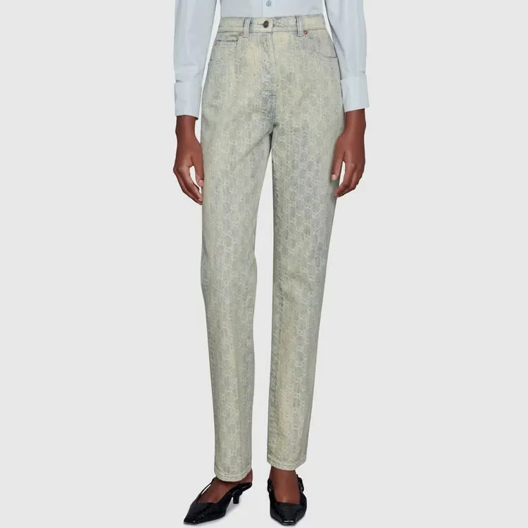GUCCI Gg Jacquard Denim Straight leg Jeans-2