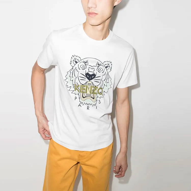KENZO Classic Tiger Head T Shirts Men White-6