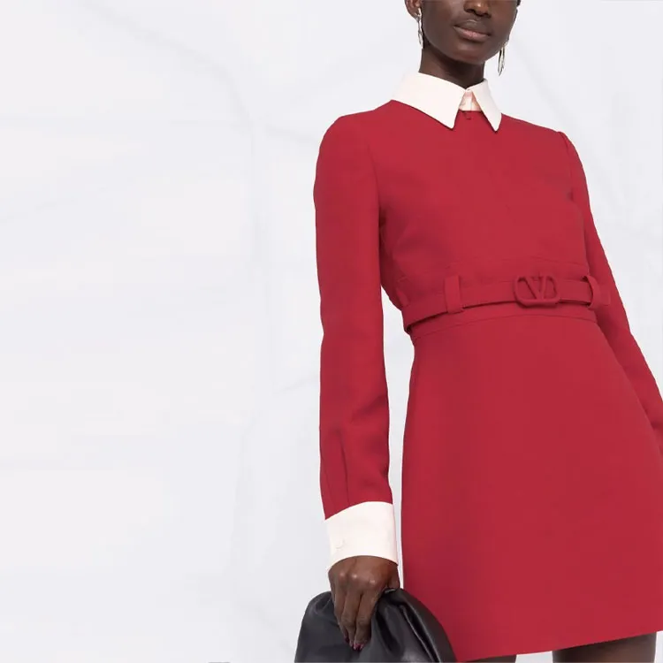 Valentino Long-Sleeved Dresses Women's Red-4
