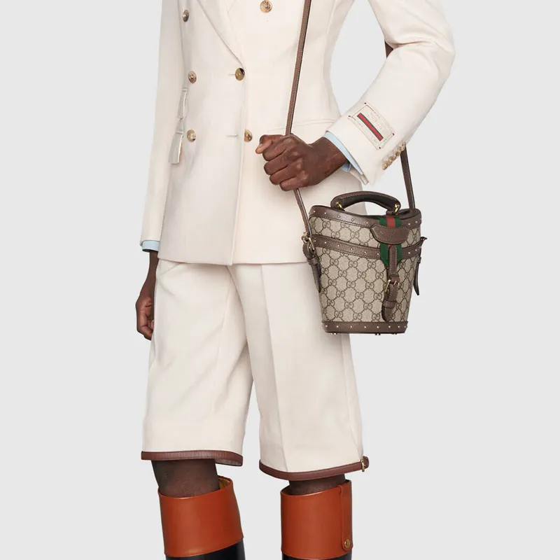 GUCCI Leather Hats & Caps Box Bag Bucket Bag Crossbody Bag Shoulder Bag Mini Unisex Ebony & Brown-10