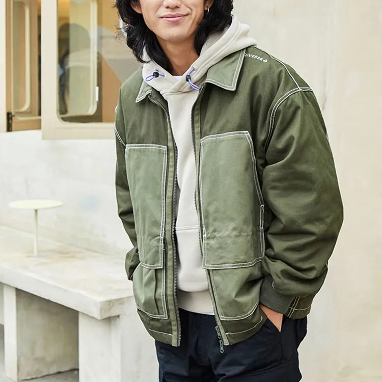Converse Colorblock Pocket Jacket Unisex Grass Green-3