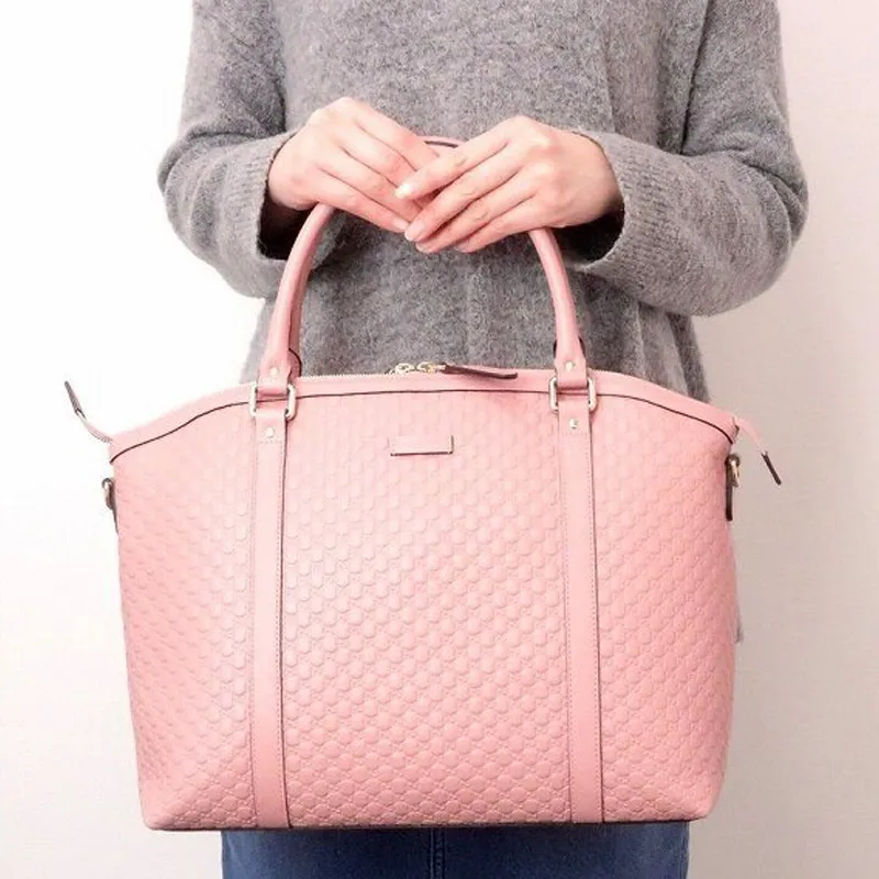 GUCCI Cow Leather Shoulder Bag Crossbody Bag Handbag Large Size Women's Pink-8