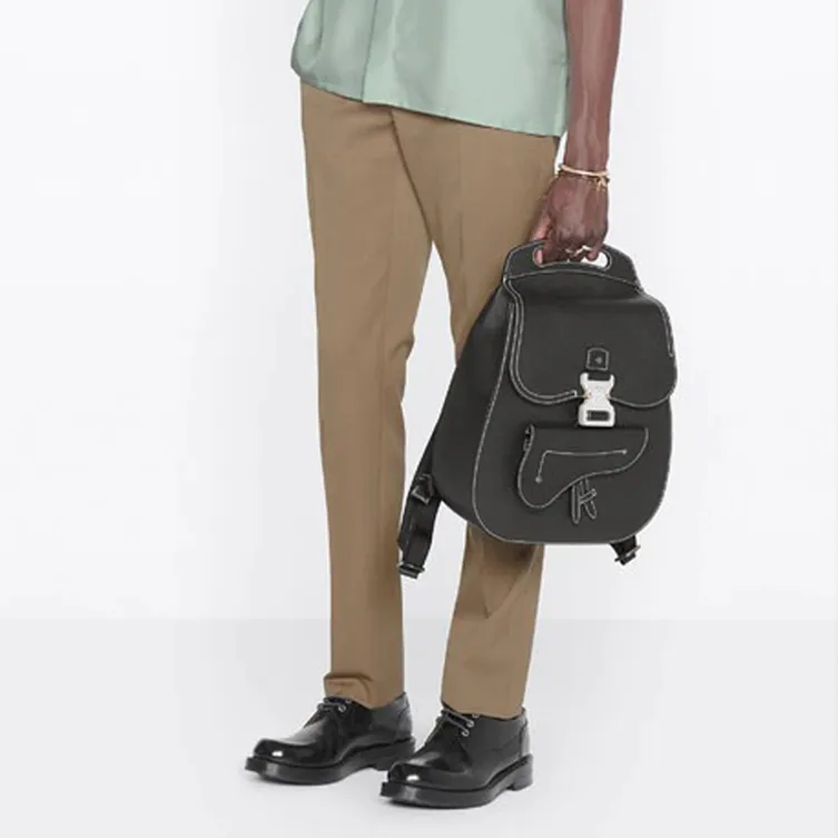 DIOR Grained Calfskin Laptop Backpack Men's Black Silver-6