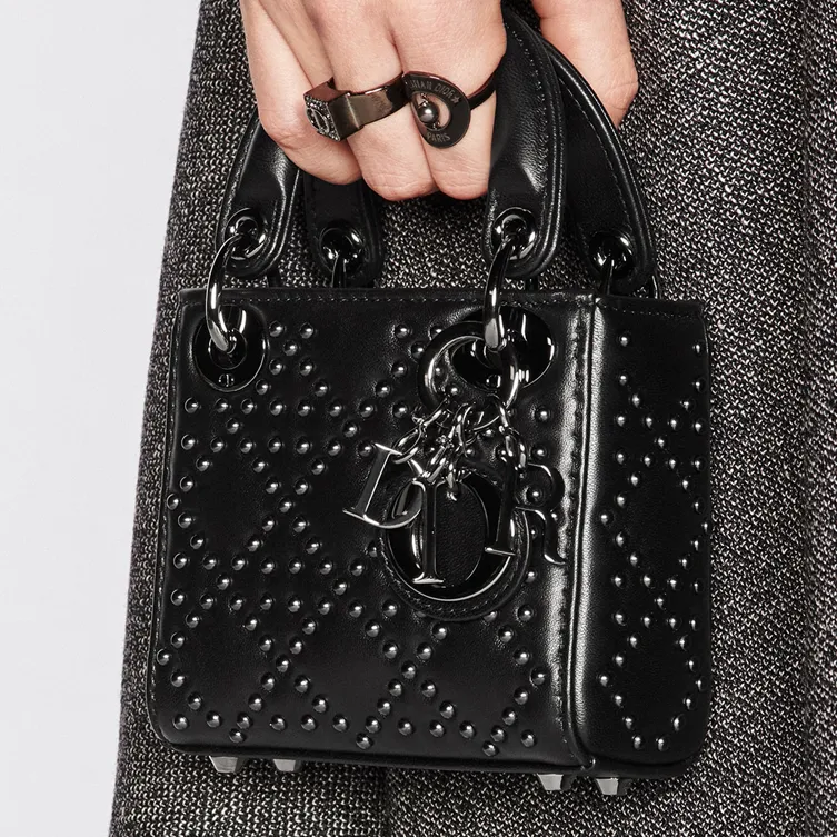 DIOR Lady Dior Sheepskin DaiFeng Bag One Shoulder Handbag Mini Women's Black-6