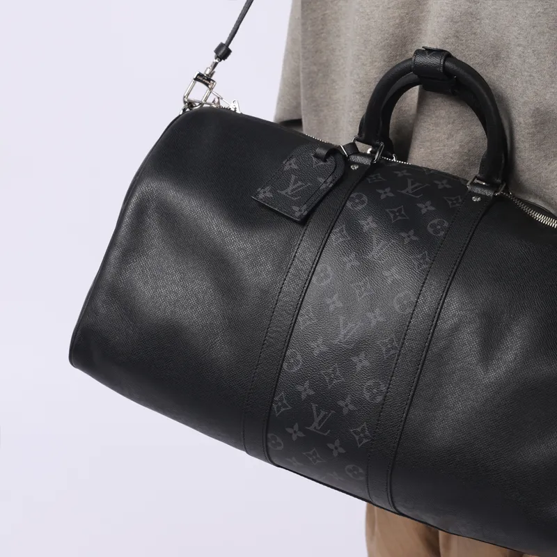 LOUIS VUITTON Keepall Bandouliere Monogram Eclipse 50 Black-8
