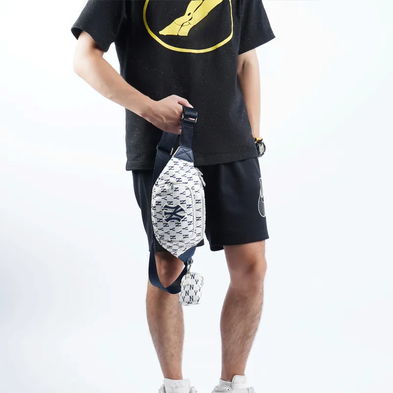 MLB Monogram Collection Polyester Combo Bag One Shoulder Crossbody Fanny Pack Regular Unisex Cream White-9