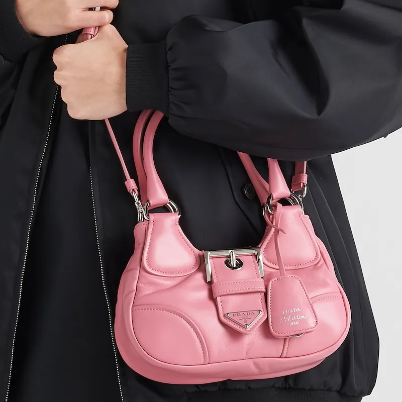PRADA Moon Padded Nappa Leather Bag Geranium Pink-6