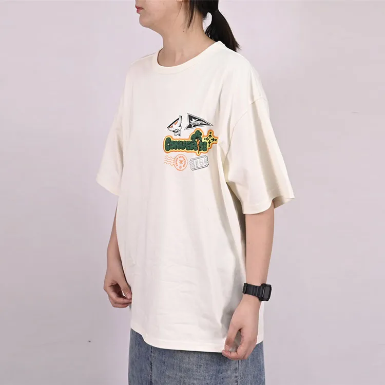Converse Drop Shoulder Sleeve T-Shirt Unisex Ivory-2