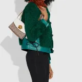 COACH Parker Canvas With Leather Crossbody Bag Shoulder Bag Women's White With Brown Monogram