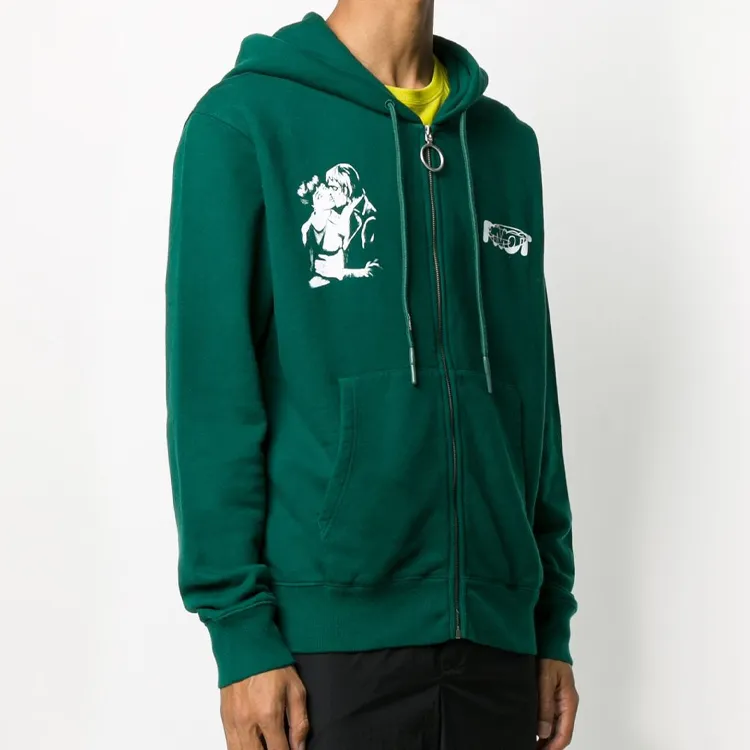OFF WHITE Slim Fit Kiss 21 Full Zip Hoodie-1