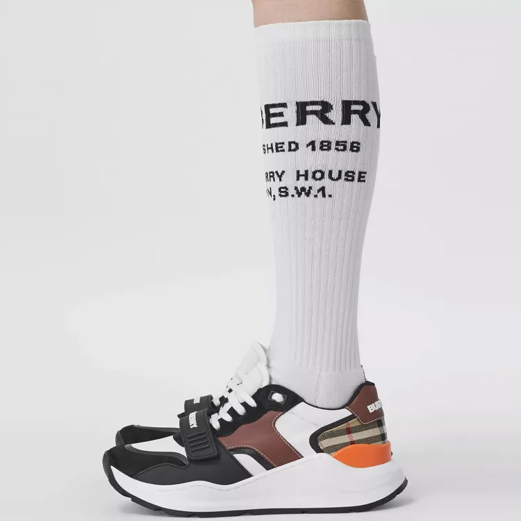 Burberry Knee High Socks Unisex 1 Pack White-4