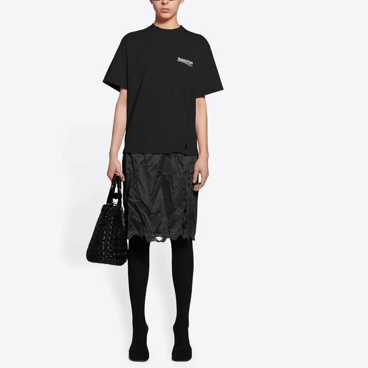 Balenciaga Political Campaign Short Sleeved Dresses Women's Black-2