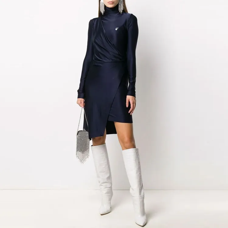 OFF-WHITE SS21 Long-Sleeved Dresses Women's Navy Blue-1